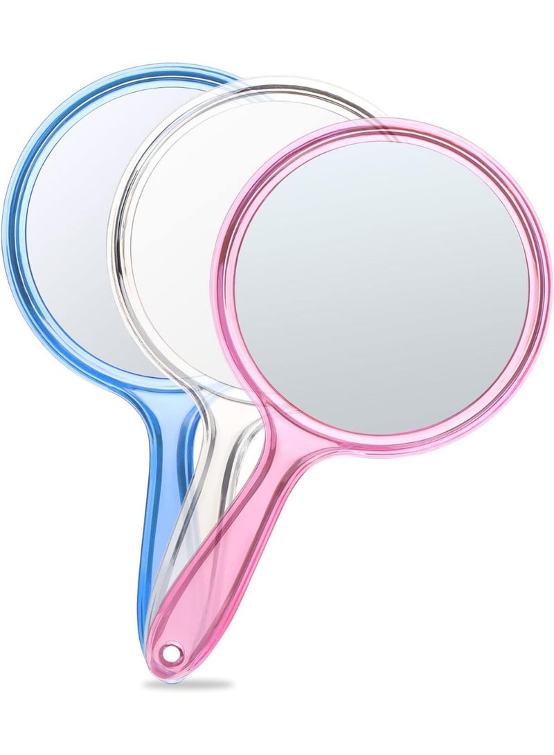 مراة مكياج اكريليك دائرية الشكل محمولة باليد -للحمام وطاولة الزينة - والحلاقة والصالونات ولمجموعة السفر - تصميم أنيق ومدمج لسهولة الحمل والتخزين،- متعدد الالوان - Image 1